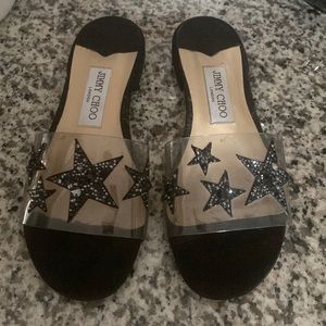 PVC studded and black suede jimmy choo sandals size 8